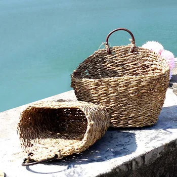 Sandėliavimo Skalbinių Dėžės Seagrass Krepšius Pinti Kabo Gėlių Vazonas Krepšių Saugojimo Gėlių Namuose Puodą Panier Vytelių Krepšys žaislams