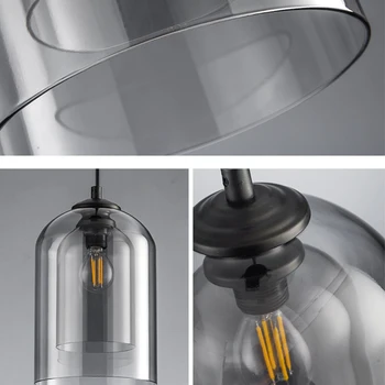 Sanmusion led šviestuvo šviesos dvisluoksnį stiklo e27 220V laido kabo lempos, miegamasis, studijų virtuvės reikmenys apdaila