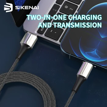 Sikenai 5A Smart Duomenų Kabelis USB C Tipo Nailono Tinklelio Greito Įkrovimo kabelis Su LED Kvėpavimas Šviesa