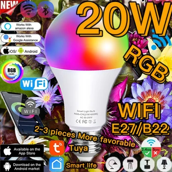 Smart Lemputė LED Lempos, E27 Wifi Ar Nuotolinio Valdymo 