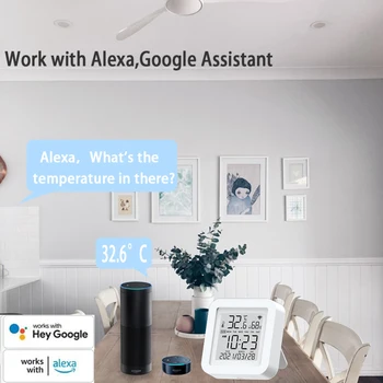 Smart Wifi Drėgmės Jutiklis Temperatūros Jutiklis Duomenų Sinchronizavimo Tuya APP Nuotolinio Realiuoju laiku Stebėti Paramos Alexa 