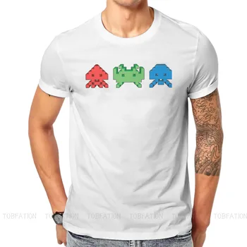 Space Invaders Arcade Shooter Žaidimas Marškinėlius Vyrams Mielas Humoro Vasaros Susagstomi Marškinėliai Aukštos Kokybės Madinga Laisvas