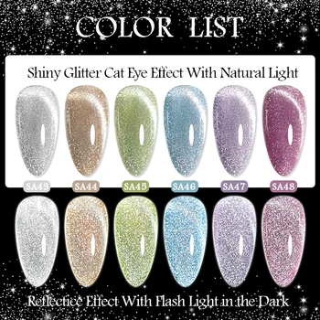 SUSITIKTI VISOJE 3PCS Atspindintis Kačių Akių Gelio Nagų lako Rinkinį Auroras Nagų Dailės Gelio 8ML Blizgučiai Poveikį Mirkti Off UV Gel Nails Design