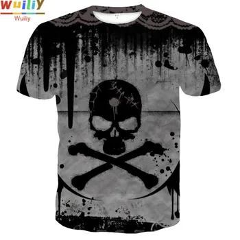 Tamsiai T-shirt Vyrams Vasaros Siaubo Grafinis Kaukolė 3D Spausdinimo Tees Sporto Marškinėliai 2021 Naujas Viršūnes