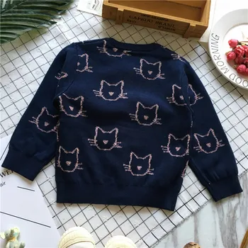 Tonytaobaby Rudenį ir Žiemos Drabužių Naujas Stilius Baby Cat Cardigan Megztinis Vaikai Megztiniai Megztinis Mergaitei