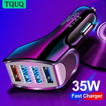 TQUQ 7A Automobilinis Įkroviklis Greitas USB Įkrovimo 4 Port Didelės Spartos Telefono Adapteris, mobilusis telefonas, Greitas Mokestis 3.0 12V Samsung 