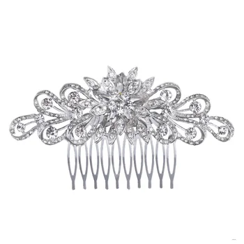 TREAZY Naują Crystal Gėlių Nuotakos Plaukų Šukos Moterų Vestuvės, Prom, Plaukų Papuošalai, Žavesio Gėlių Plaukų Clips Nuotaka Plaukų Aksesuarai