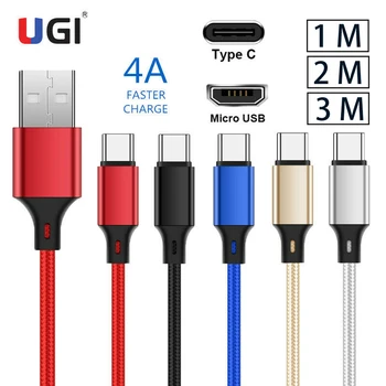 UNIJA 4A Greito Įkrovimo Kabelį, Tipas C USB C Micro USB Android Duomenų Kabelis Sinchronizavimo Perduoti Mobiliojo ryšio Telefoną 