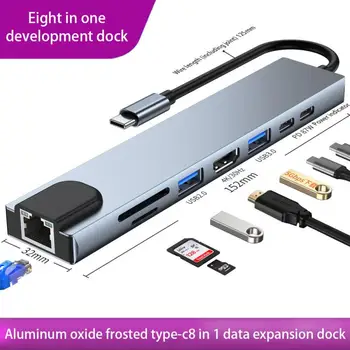 USB C Hub Tipo C 3.1-4K HDMI Suderinamus RJ45 USB, SD/TF Kortelių Skaitytuvas PD spartusis įkrovimas 8-in-1 USB Dock For MacBook Air Pro PC HUB