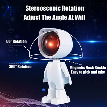 USB Robotas Atmosfera Šviesos 360° Saulėlydžio Lempos Tolygus Reguliavimas Projektorius Naktį Lempos Tinklo Raudona Selfie Šviesos Sienų Apdailai