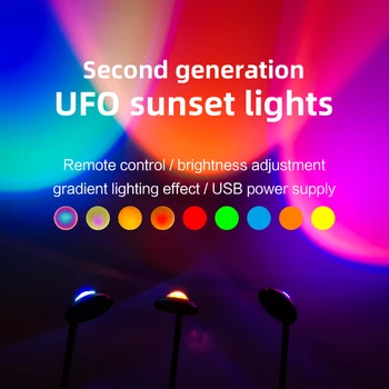 USB Saulėlydžio Raudona Projektorius Led Nakties Šviesos Nuotolinio Valdymo Vaivorykštė Projekcija Šviesos Atmosferą, Led Saulėlydžio Šviesos Namų Dekoro Juosta