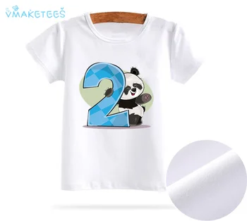 Vaikas Mielas Panda Gimtadienis Skaičius Lankas 1-9 marškinėliai Vaikų trumpomis rankovėmis Drabužius Juokingas animacinių filmų Šalies Viršuje Gyvūnų marškinėlius,ooo3085