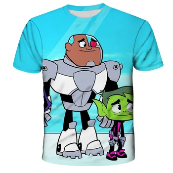 Vaikų Vasaros trumpomis Rankovėmis T Marškinėliai Kūdikių 3D Anime T Shirts, Gyvūnų T Marškinėliai Berniukams T Shirts Teen Titans Kawayi Viršūnes 4-14Years