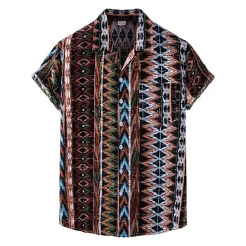 Vasaros 2021 vyriški Marškiniai, Streetwear Havajų Spausdinti trumparankoviai Marškinėliai, vyriški Atsitiktinis Paplūdimio Mygtuką Marškinėliai