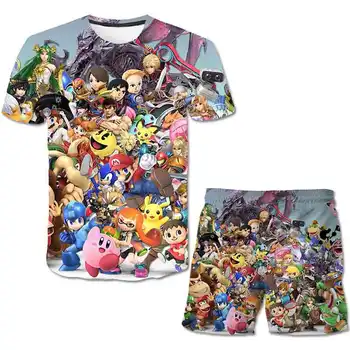 Vasaros Rudens berniukai prekės rūbai vaikams Mario Spausdinti 3D marškinėliai šortai Kostiumas berniukui animacinių filmų Grafika vaikai super Mario mados rinkiniai