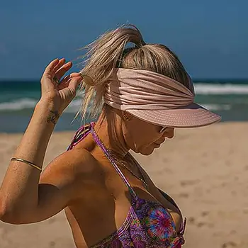 Vasaros Skrybėlę Moterų Saulės Skydelis nuo Saulės Skrybėlę Anti-ultravioletinių Elastingos Tuščiavidurės Viršuje Paplūdimys Skrybėlės 2021 Nauja Paramos Didmeninė Dropshipping