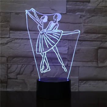 VCity Baleto Mergina LED USB 3D Iliuziją, kad Naktį Šviesa 7 Spalvų Mirksinčios Naujovė Dovana Vaikų Namų Miegamojo Puošimas Atmosfera Apšvietimas