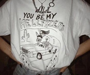 VIP HJN Jums Reikia Mano Hellfriend T-Shirt Hipsters Grunge Stiliaus Tumblr Marškinėliai 90s Street Wear White Tee