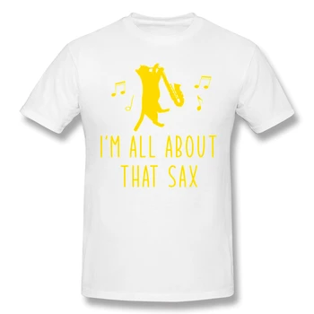 Viskas apie mp, Kad Sax Saksofonas Katė Muzikos Mylėtojas vyriški T-Shirt