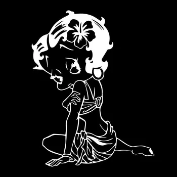 Volkrays Kūrybos Automobilių Lipdukas Seksuali Išdykusi Havajų Paplūdimyje Betty Boop Priedai Atspindintis Vandeniui Vinilo Decal,16cm*12cm