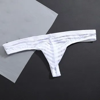 Vyrai Seksualus Vien Akies Juostele Matyti Per Kvėpuojantis Apatiniai Marškiniai Thong T-Atgal Vyrų ThongT-kelnės Skaidrus Vyrų Tuščiaviduriai