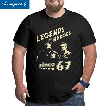Vyrai T-Shirt Bud Spencer Legendų Ir Herojus Nuo 67 Didelis, Aukštas, Trišakiai Terence Hill Marškinėliai Įgulos Kaklo Drabužių Didelis Dydis 4XL 5XL 6XL