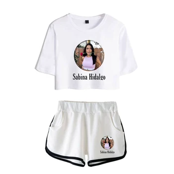 WAWNI Sabina Hidalgo Bamba Marškinėliai Atsitiktinis Šortai Seksualus Dviejų dalių Kostiumas Harajuku Medvilnės Plius Poliesteris Mados Paprastųjų Naujas