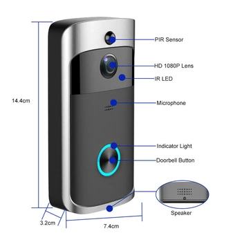 WiFi Vaizdo Doorbell Smart Doorbell IP Vaizdo Domofonas Su Varpelių Naktinio Matymo Belaidžio ryšio IR Signalizacijos, Namų Apsaugos Kamera, Durų Varpelis