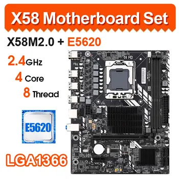 X58M Kit LGA1366 dual Channel X58 Motininę Rinkinys su E5620 CPU Support ddr3 ECC REG,Darbalaukio RAM