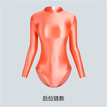 XCKNY vientisi maudymosi kostiumėlį moterų sexy stora priekinis užtrauktukas atgal užtrauktukas dvi didelės ritininės seksualus blizgus ilgomis rankovėmis maudymosi kostiumėlį Apačioje kailis