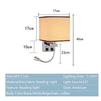 Šiaurės LED Siena Lempos, Modernus Miegamojo Lovos Sconce šviesos Jungiklis Su USB Sąsaja Viešbutis Medžiaga Sieniniai Šviestuvai Patalpų Dekoro Šviestuvas
