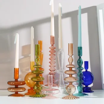 Šiaurės Stiklo, žvakių laikikliai romantiška Vakarienė namų puošybai žvakidė už gimtadienio wending žvakių laikiklis vaškas portavelas dekoras
