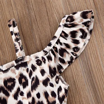 1-6Y Mergaičių Suknelė+Diržas Leopardas Spausdinti Off Peties, Kelio Ilgis-Line Suknelė Kūdikiui Baby