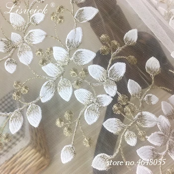 1 kiemuose ju siūlų trimatis aukso siūlų siuvinėjimai gėlių nėrinių audinio tinklelio medžiagos 130cm 