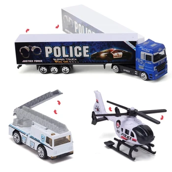 10-In-1 Policijos Transporto Sunkvežimių, Mini Lieto Žaislas Automobilis, Pakrautas Automobilis Žaislų Rinkinys
