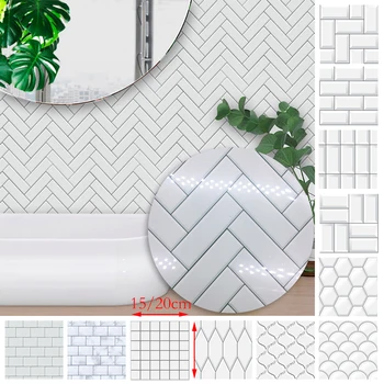 10vnt baltos spalvos grotelės, sienų lipdukai modernus minimalistinio virtuvės ir vonios plytelės, renovacija, lipnus popierius namų puošybai
