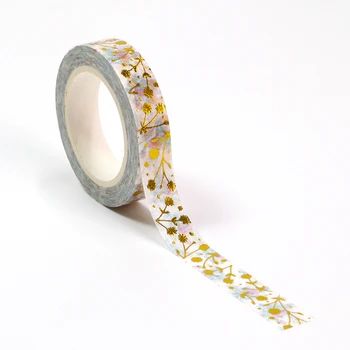10vnt/daug 10MM*10M Folija Pavasario Aukso Žiedų, Lapų Dekoratyvinių Washi Tape 