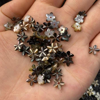 10VNT Fizinis Apvalkalas Prarasti Black Pearl Shell Gėlių Formos 