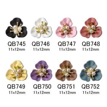 10vnt/maišelį nagų papuošimai 3D trimatis spalvų dobilų žiedų inkrustacijos pearl Manikiūro, nagų priedai QB745-753