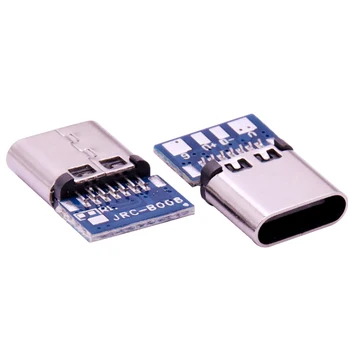 10VNT Micro USB 2.0 Type C Jungtis 14 Pin Female Lizdas Talpykla Per Skyles PCB 180 Vertikalus Skydas USB