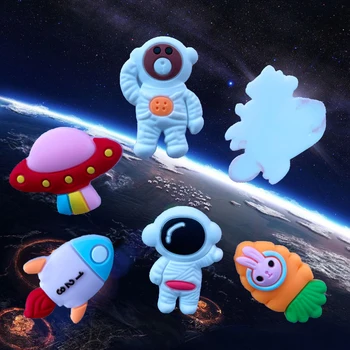 12 Mielas Animacinių filmų Kawaii Erdvėlaivis, Raketų, Astronautas Serijos Butas Atgal Minkštas Klijai 