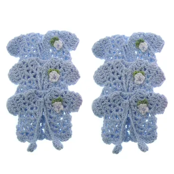 12Pcs Mini miniatiūriniai nėrimo megztinis gėlių baby shower Krikšto krikštynų partija pasisako papuošalai