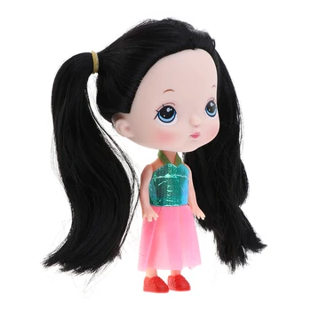14cm Tikroviška Lėlė Princesė su juodais Plaukais, didele Galva Vaikų Playments
