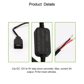 15W Įtampa USB Adapteris 1pc Black 12 V Į 5 V Keitiklis Keitiklis Mažai Šilumos 3A USB Keitiklis Žingsnis Žemyn Modulio Automobilių Reikmenys