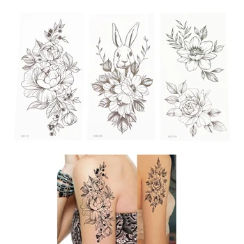1pc Moterų Mergina Laikina Tatuiruotė Lipdukas Juodosios Rožės Dizaino Pilnas Gėlių Rankos Body Art Netikrą Tatuiruotę Lipdukas Mados