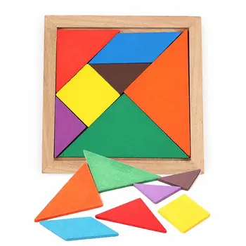 1Pcs Mediniai Tangram 7 Gabalas Dėlionės Spalvingas Geometrines IQ Žaidimas galvosūkis Žaislas Pažangi Švietimo Žaislas Dovanos