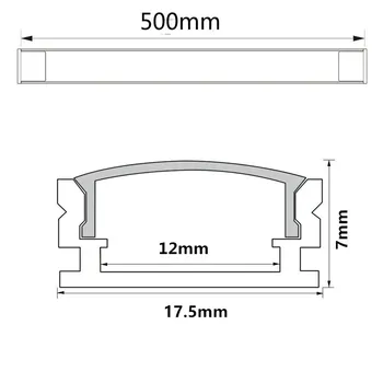 2-30 rinkiniai / pak 0,5 m 12 mm, su aliuminio profiliai 5050 5630 LED aliuminio lydinio butas atveju + PC atveju