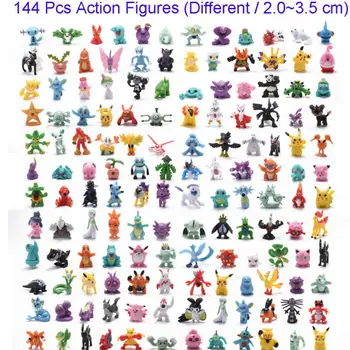 2-4cm 144pcs Pikachu Takara Tomy Pokemon Žaislas Veiksmų Skaičius, Mini Lėlės Modelio Žaislas
