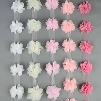 2 Metrų 3D Šifono Grupių Gėlių Nėrinių Suknelė Apdailos Siuvinėjimas Nėrinių Audinio Aplikacijos Apipjaustymas Siuvimo Reikmenys