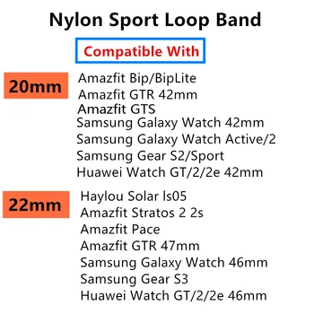 20/22mm Dirželis Samsung Galaxy Žiūrėti 3 45mm aktyvios 2/Įrankių S3/amazfit Nailonas Apyrankė Huawei žiūrėti GT 2//2e/pro juosta 42mm 46mm